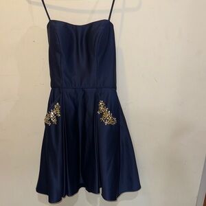 Elegant Navy Kids Dress with Floral Embellishments
